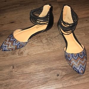 Patterned ankle strap flats